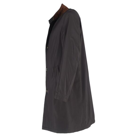 Loro Piana Cashmere Lined Suede Trimmed Coat in Black Polyester - Picture 2 of 6